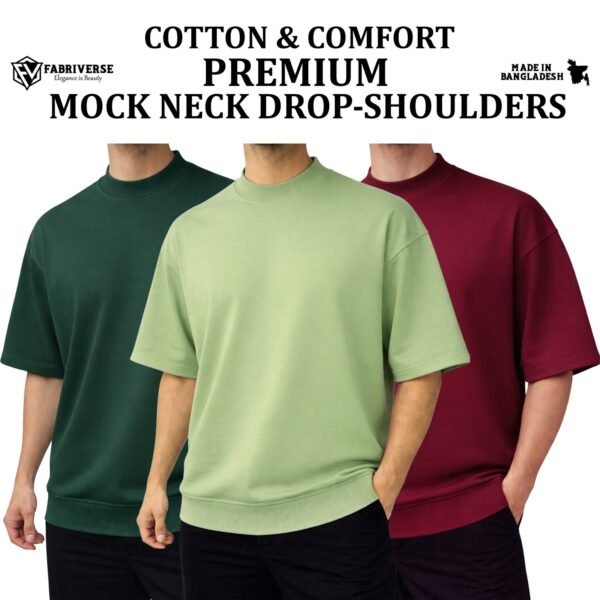 Mock Neck Drop-Shoulder (B.Green-Lemon-Maroon)
