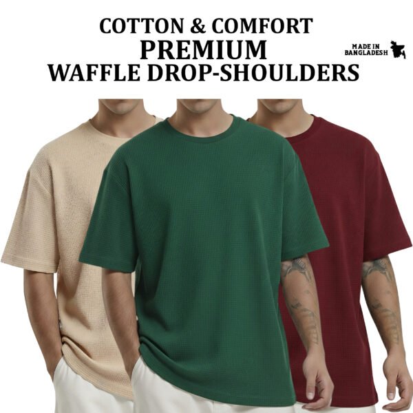 Premium Waffle Drop (Biscuit-B.Green-Maroon)