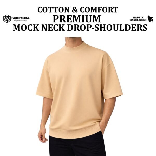 Mock Neck Drop-Shoulder (Beige)