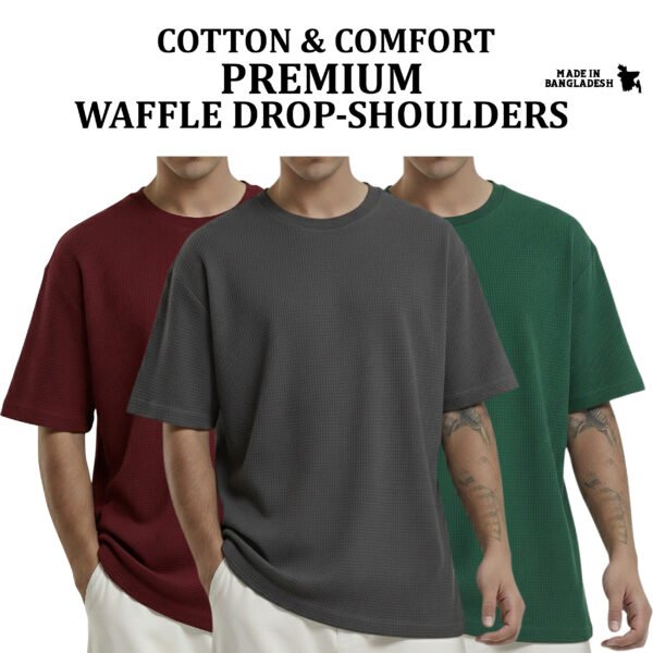 Premium Waffle Drop (Maroon-Charcoal-B.Green)