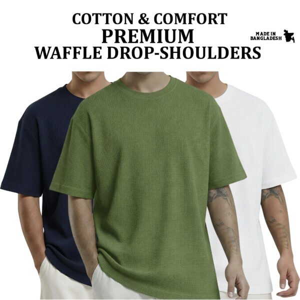 Premium Waffle Drop (Navy-Olive-White)