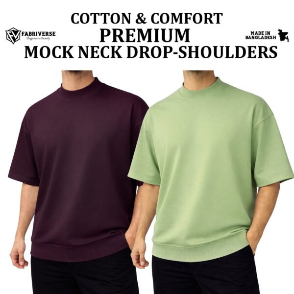 Mock Neck Drop-Shoulder (Maroon)
