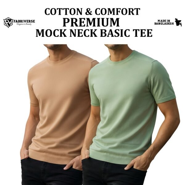 Premium Mock Neck (Beige-Lemon)