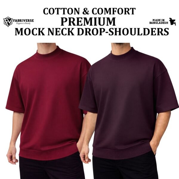 Mock Neck Drop-Shoulder (Maroon-Coffee)