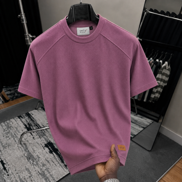 Men's Mock Neck Basic T-Shirt - Brick