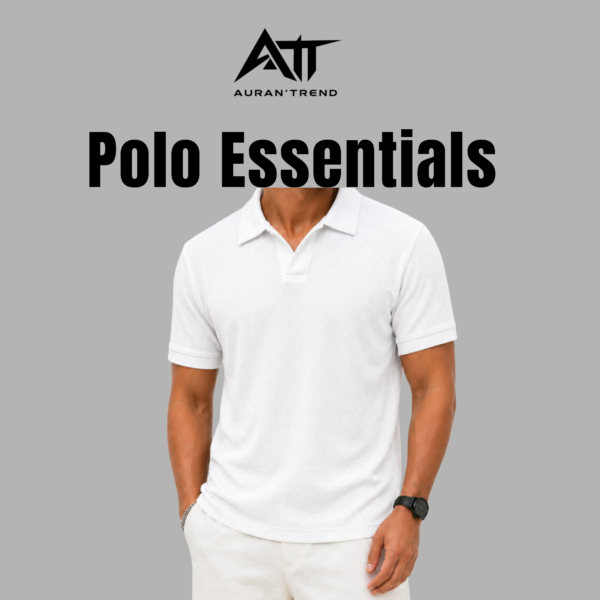 Premium Waffle Cuban Polo White