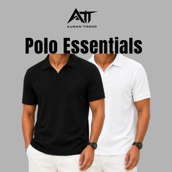 Premium Waffle Cuban Polo Black-White