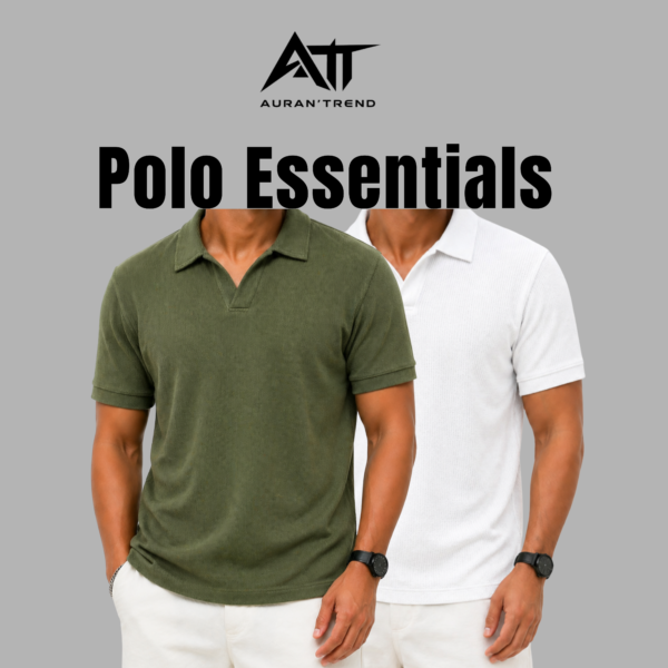 Premium Waffle Cuban Polo Olive-White