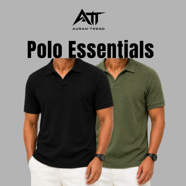 Premium Waffle Cuban Polo Black-Olive