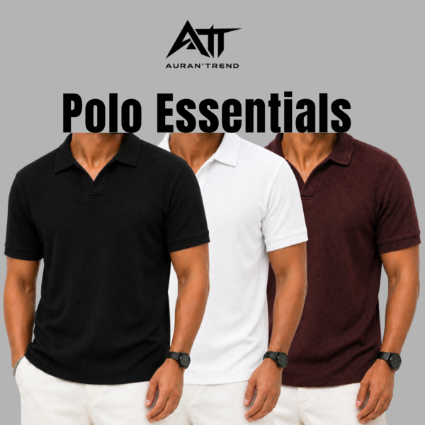 Premium Waffle Cuban Polo Black-White-Coffee