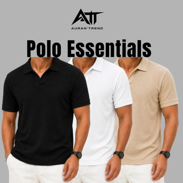 Premium Waffle Cuban Polo Black-White-Biscuit