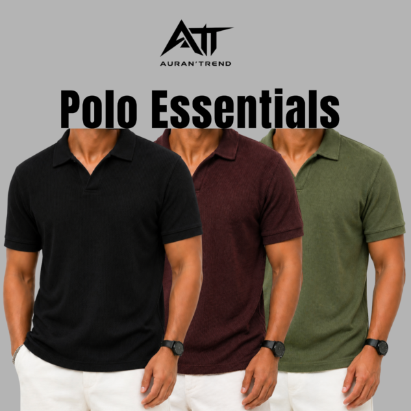Premium Waffle Cuban Polo Black-Coffee-Olive