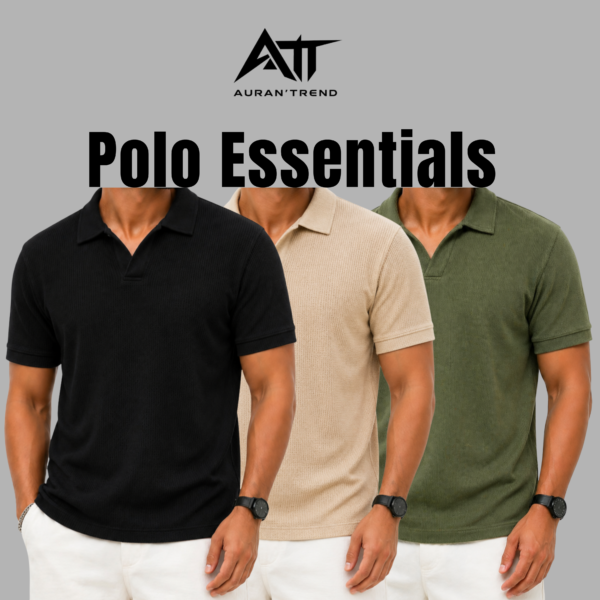 Premium Waffle Cuban Polo Black-Biscuit-Olive
