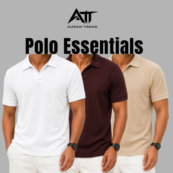 Premium Waffle Cuban Polo White-Coffee-Biscuit
