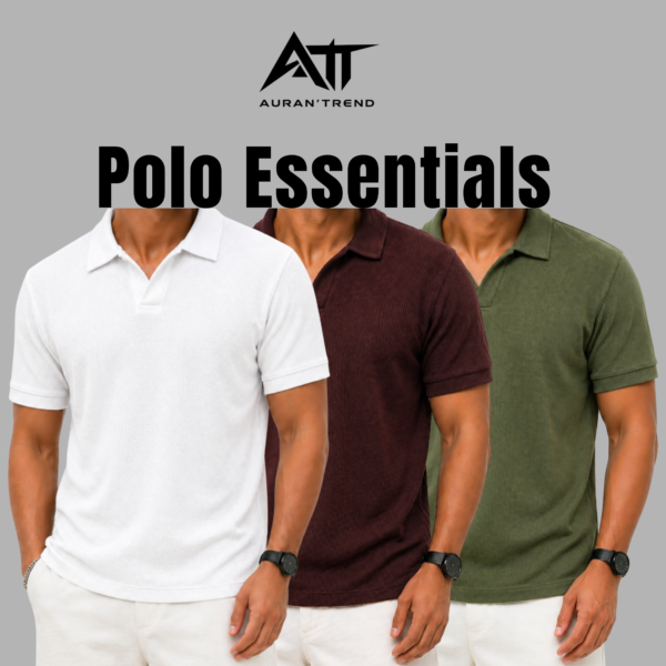 Premium Waffle Cuban Polo White-Coffee-Olive