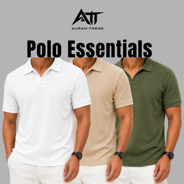 Premium Waffle Cuban Polo White-Biscuit-Olive