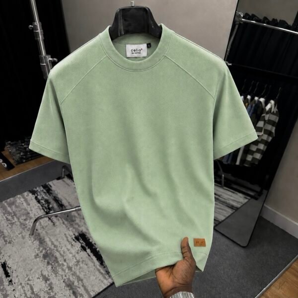 Men's Mock Neck Basic T-Shirt - Lemon