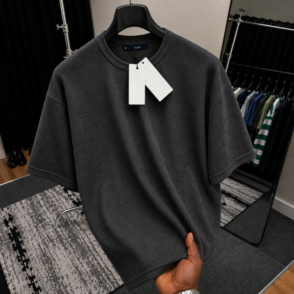 Premium Waffle Drop Shoulder T-Shirt Charcoal