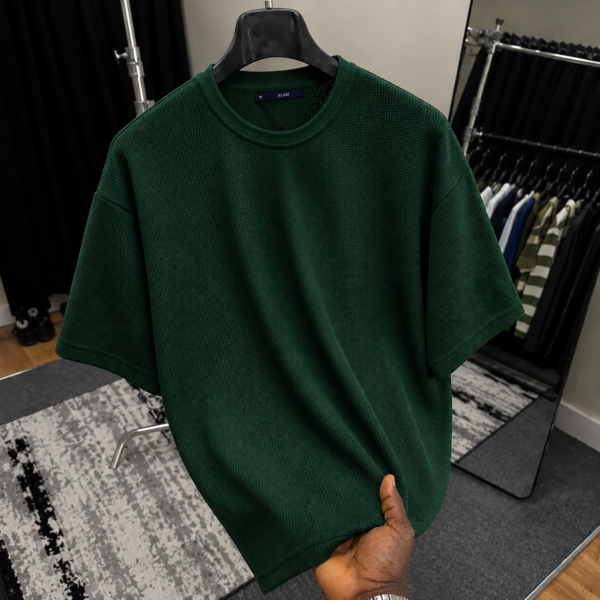 Premium Waffle Drop Shoulder T-Shirt B.Green