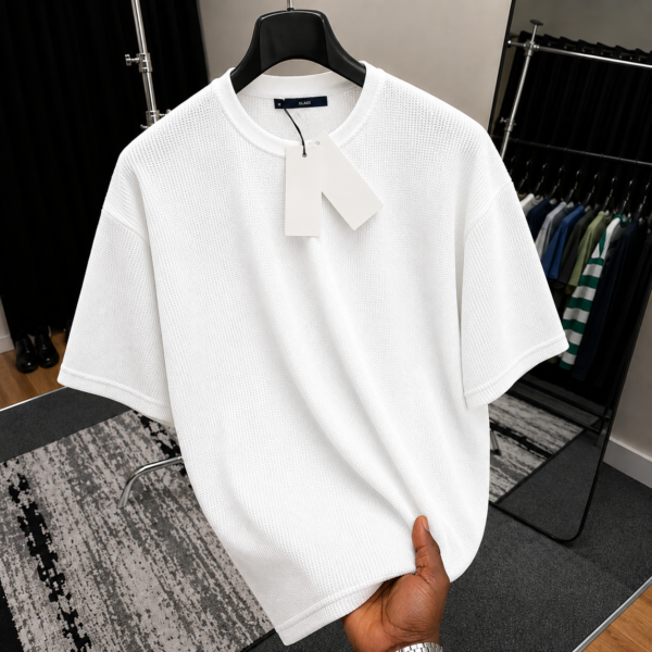 Premium Waffle Drop Shoulder T-Shirt White