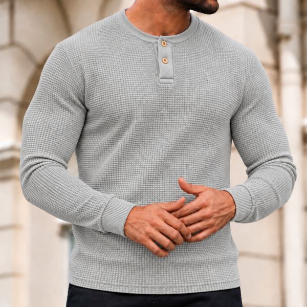 Premium Henley Full Sleeve T-Shirt (Silver)